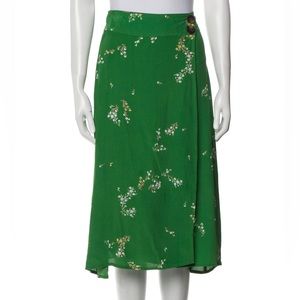 faithfull the brand green floral midi skirt